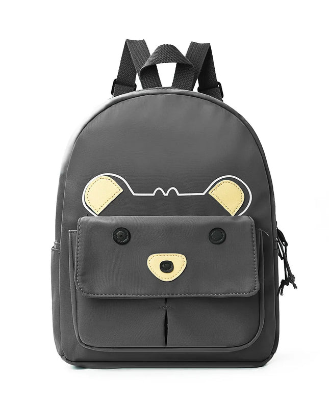 Grauer Rucksack mit Bärengesicht für Mädchen - Polyester