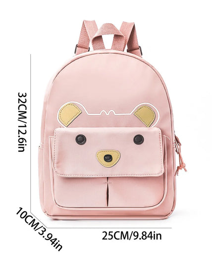 Grauer Rucksack mit Bärengesicht für Mädchen - Polyester