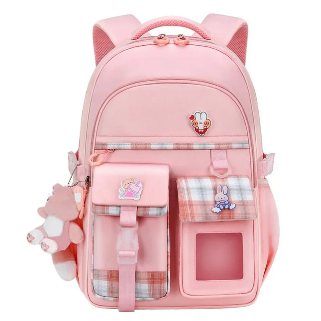 Kindergarten Rucksack Rosa kariert - Oxford Stoff
