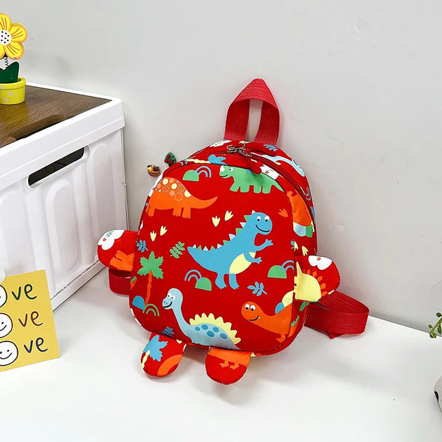 Roter Kita Rucksack mit Dinosaurier - Nylon, Polyester