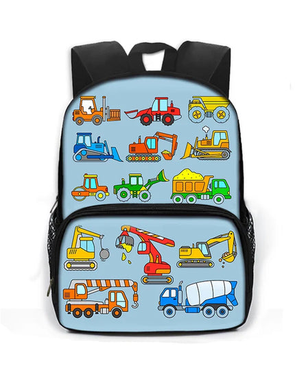 Rucksack für Grundschüler - Blau mit Baustellenfahrzeugen