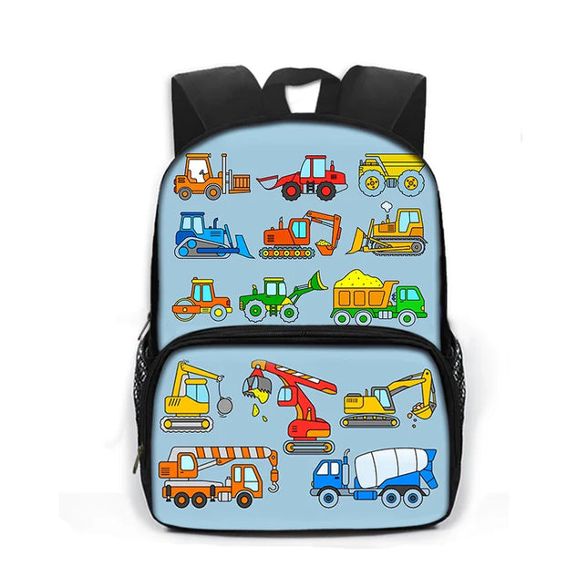 Rucksack für Grundschüler - Blau mit Baustellenfahrzeugen