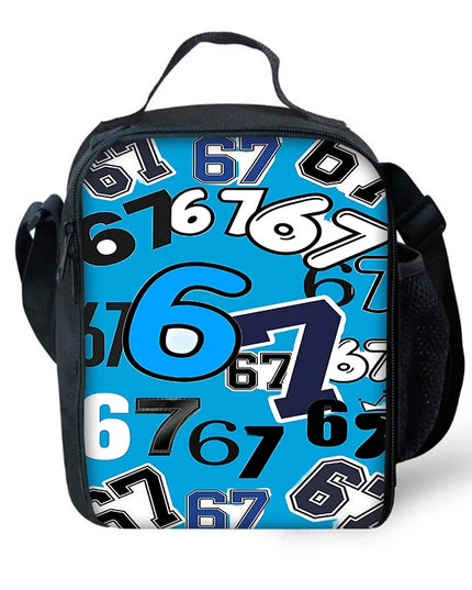 Blaue Lunchtasche mit Zahlen 6 und 7 - Nylon, Blau