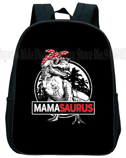 Kita Rucksack lässig - Schwarz mit Dino-Print für Kinder