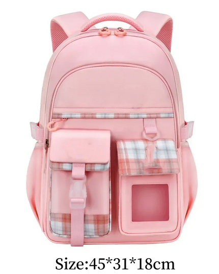 Kindergarten Rucksack Rosa kariert - Oxford Stoff