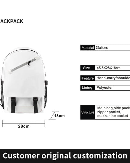 Mädchen Rucksack - Weiß Oxford-Stoff Kompakt