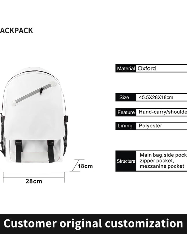 Mädchen Rucksack - Weiß Oxford-Stoff Kompakt