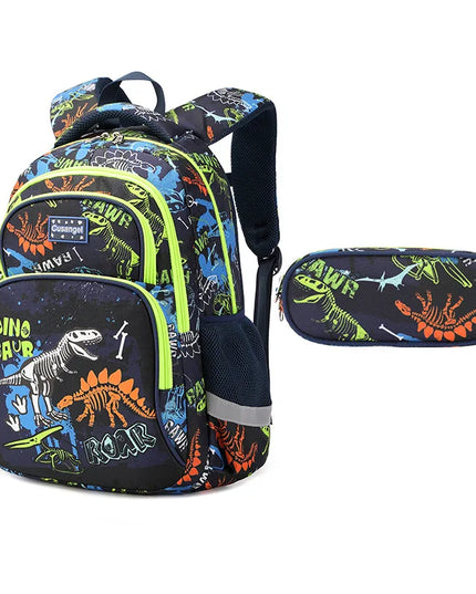 Kindergarten Rucksack Set - Dunkelblau Dinosaurier Muster