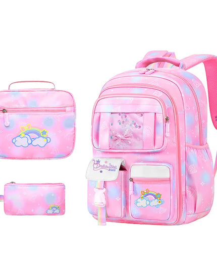 Pinkes Rucksack-Set Mädchen Regenbogen - Oxford, Glitzer