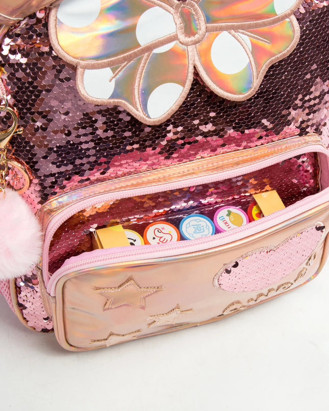 Kita Rucksack Mädchen 1 Jahr - Rosa Polyester Pailletten