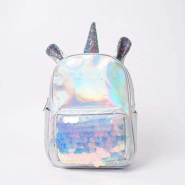 Silber Laser-Einhorn Rucksack Kinder - Holografisch & Wasserdicht