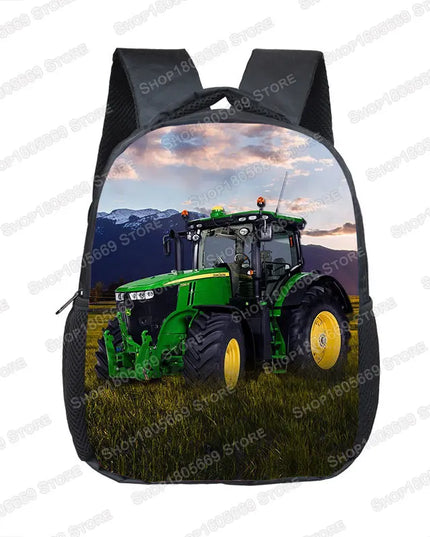 Grüner Rucksack Jungen - Bauernhof-Traktor-Motiv