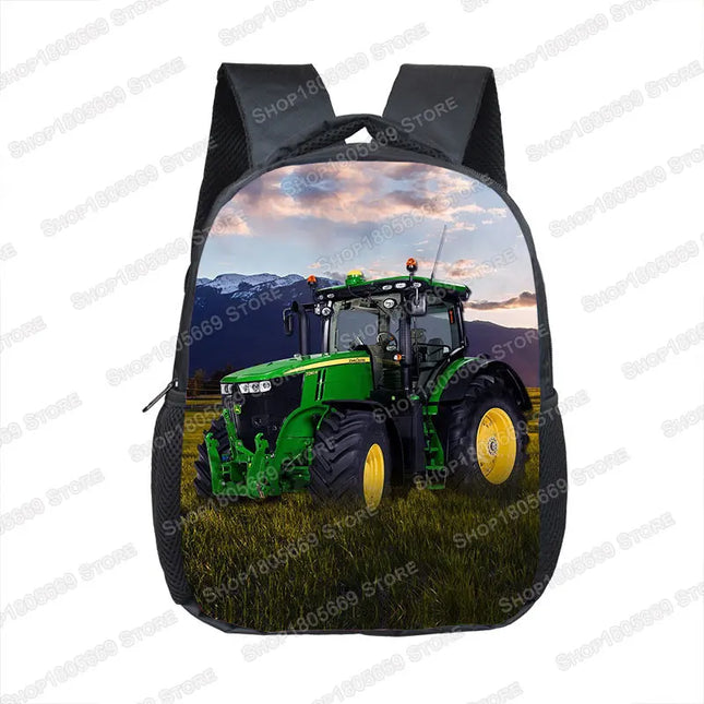 Grüner Rucksack Jungen - Bauernhof-Traktor-Motiv