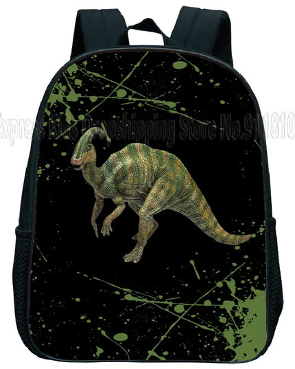 Schwarz Rucksack Kita - Dino-Print & wasserdicht