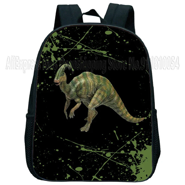 Schwarz Rucksack Kita - Dino-Print & wasserdicht