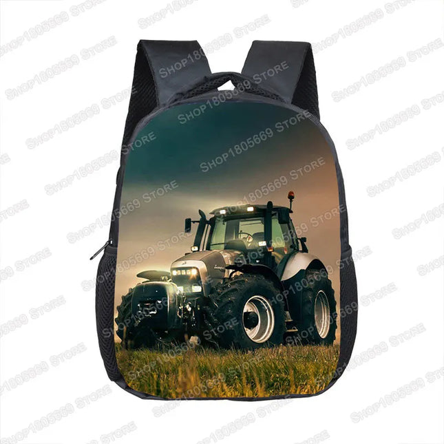 Grüner Rucksack für Jungen - Starker Traktor-Print