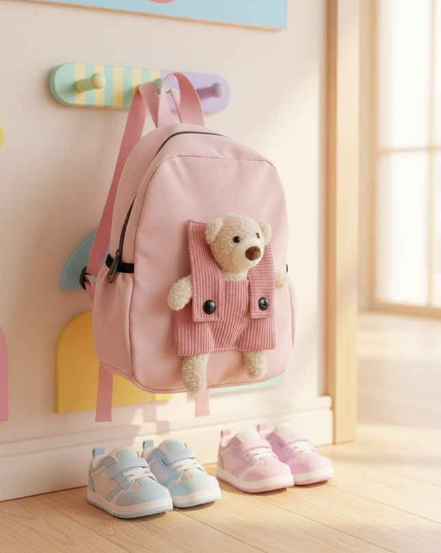 gelber-kita-rucksack-mit-teddybr - lifestyle