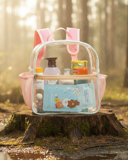 ins-small-clear-kids-backpack-transparent-pvc-backpack-summer-waterproof-beach-cell-phone-bag-for-travel-school-storage-backbags - lifestyle