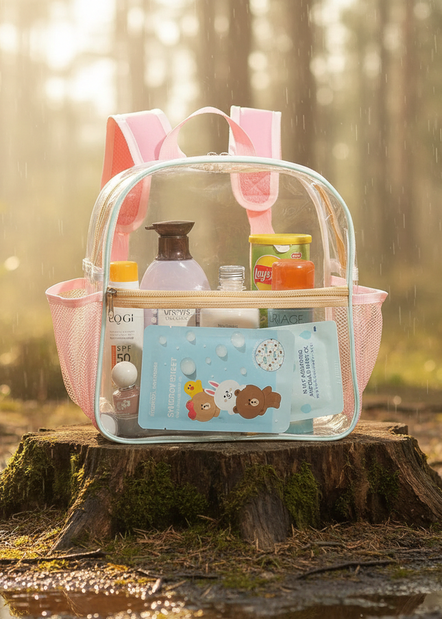ins-small-clear-kids-backpack-transparent-pvc-backpack-summer-waterproof-beach-cell-phone-bag-for-travel-school-storage-backbags - lifestyle