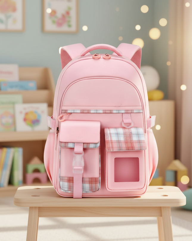 kindergarten-rucksack-rosa-kariert - lifestyle