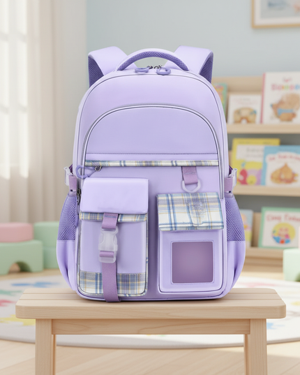 lila-rucksack-kindergarten-kariert - lifestyle