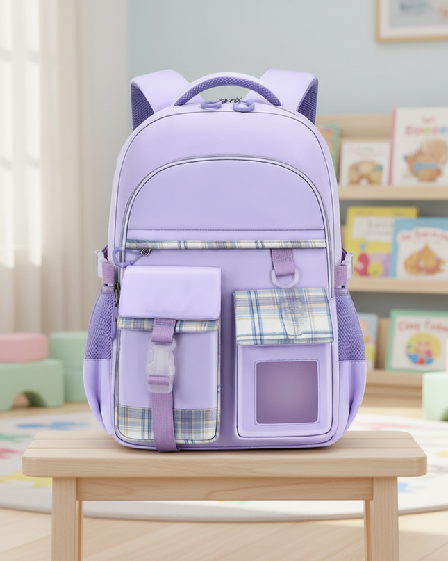 lila-rucksack-kindergarten-kariert - lifestyle