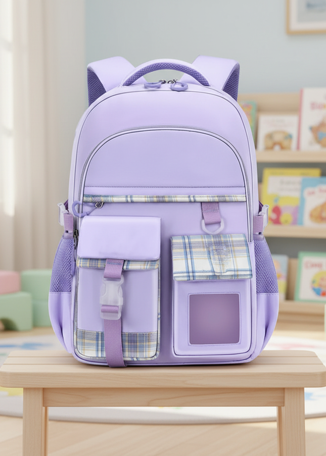 lila-rucksack-kindergarten-kariert - lifestyle