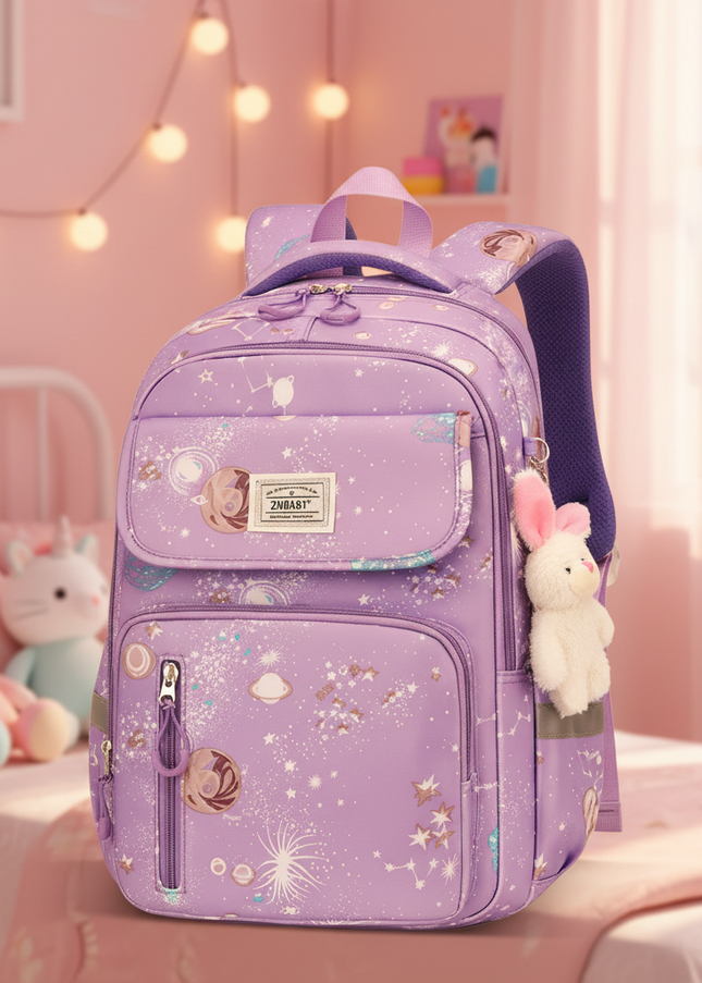lila-rucksack-mdchen-mit-hasen-anhnger - lifestyle