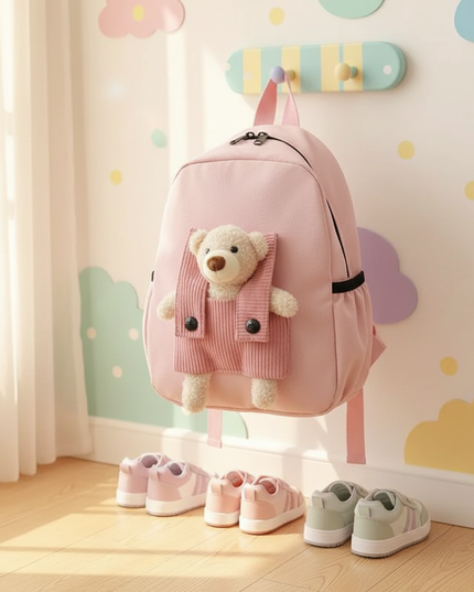 rosa-kita-rucksack-mit-teddybr - lifestyle