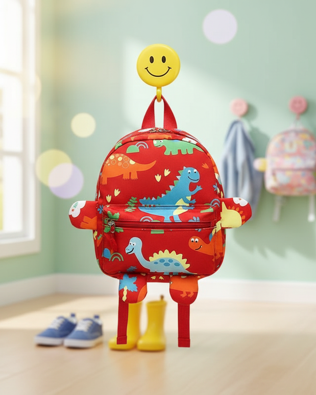 roter-kita-rucksack-mit-dinosaurier - lifestyle