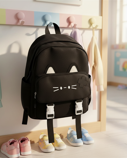 schwarzer-kita-rucksack-mit-katzenohren - lifestyle
