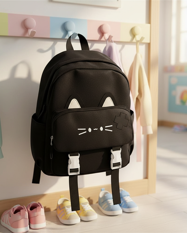 schwarzer-kita-rucksack-mit-katzenohren - lifestyle