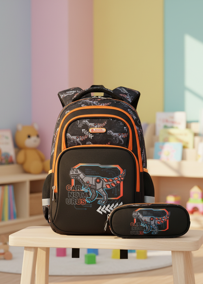 schwarzes-rucksack-set-mit-dinosaurier - lifestyle